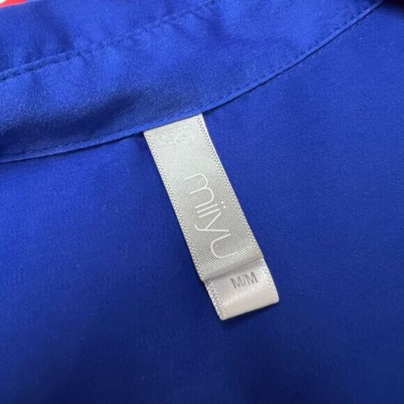 Miiyu Women’s Medium Blue Lounge Pajama Shirt Sleepwear Long Sleeve Button Up - Picture 8 of 9